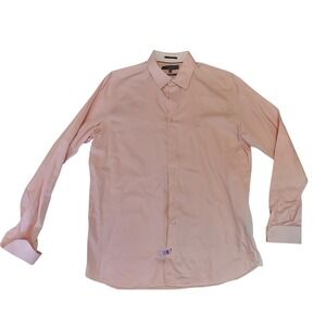 Ted Baker London Dress Shirt Mens 17 Tall Fit Pink Button Down Long‎ Sleeve